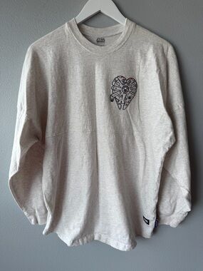 Spirit Jersey Star Wars light grey I Know long sleeve cotton tee Women’s sz M